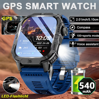 2026 New GPS Smart Watch For Xiaomi IOS Military Compass Flashlight Smartwatch Men IP68 Waterproof 100+Sport Modes BT Call Watch