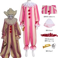 Unisex Women Horror Periwinkle Clown Joker Halloween Costume Pink Suit Adult IT Welcome to Derry Pennywise Ingrid Kersh Cosplay