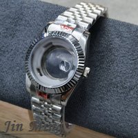 31mm Silver Stainless Steel Watch Case With Strap Round Polished Fluted Bezel Sapphire Glass Magnified Fit ForNH05 NH06 Movement