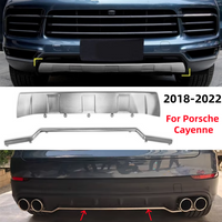 2PCS Front And Rear Bumper Stainless Steel Lower Protective Plate For Cayenne 2018-2022