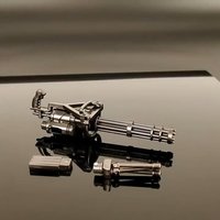 Metal Gatling Gun Figure Justin Gatlin Statue Rotatable Barrel Gun Figurines Desktop Decor Living Room Decoration Kid Toys Gift