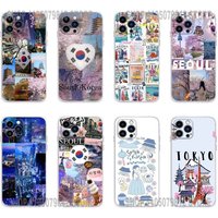 South Korea SEOUL Travel Phone Case For iPhone 17 16,15,14,13,12,11 Plus,Pro,Max,XR,Plus,E,Mini Transparent Soft Cover