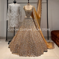Crystal 2026 Arabic Bridal Gown Two-piece Luxury Beaded A-line Evening Gown Caramel Brown for Womenโs Weddings Party Customized