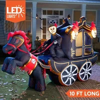 Sloosh, carrosse gonflable d’Halloween de 3 mètres de long, décorations d’extérieur avec motif de flamme infernale, carrosse gonflable avec LED intégrées, idéal pour décorer le jardin, la pelouse ou