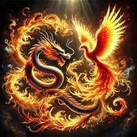 Dragon and Phoenix Pattern DIY Diamond Painting Kit, Frameless Full Diamond Art, Size 15.74x15.74 Inches