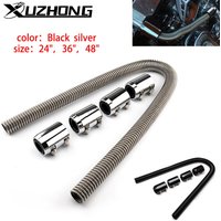 Universal 24" 36" 48" Car Engine Cooling Stainless Steel Radiator Hose Kit and Stainless Steel With Chrome-Plated Cap Clamp