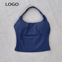 LOGO Gym Halter Top Woman longline strappy tank Padded yoga clothing Fitness workout Running Activewear pilates clothes