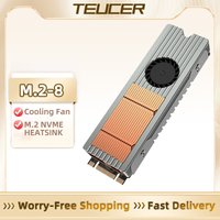 TEUCER M.2-8 SSD Heatsink M.2 NVMe SSD Heat Sink Copper and Aluminum Structure with Quiet Fan Computer Accessories