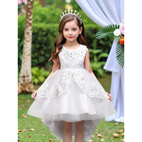 Girls' Four-Season Formal Dresses Lace Beaded Embroidered Skirts 2026 New Fashion Children's Wear Adorable Princess Dresses Ages