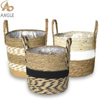 Versatile Fancy Natural Flower Pot Wicker Planter Basket: All - in - One Bamboo Seagrass Storage Solution for Home, Garden, Toys