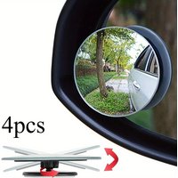 4pcs Car Rearview Mirror Round Mirror Reflective Blind Spot Adjustable 360 Degree Borderless Auxiliary Blind Spot Mirror