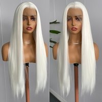 AIMEYA White Lace Front Wig Synthetic Long Silky Straight Wigs for Women 13x4 Glueless Natural Hairline Daily Wear Cosplay Party