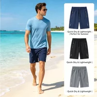 Summer Men's Ice Silk Five-Point Shorts Quick Dry Breathable Elastic Loose Fit Sports Casual Beach Trousers