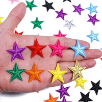 10pcs Small Mini Star Embroidery Iron on Patches for Clothing Diy Clothes Pentagram Appliques Black White Gold Sticker Stripes