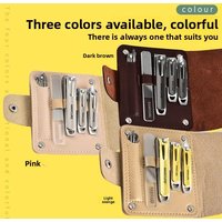 10PCS New Nail Clippers set Rotating Leather Bag Professional Trimmer Pedicure Care Tools Manicure Set Home Care Gift