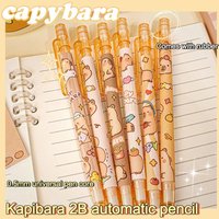 6pcs 0.5mm Capybara Mechanical Pencil Press with Eraser Propelling Pencil Drawing Writing Tool Sketch Pencil School Office