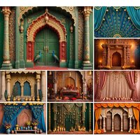 Mehofond Photography Background Indian Style Palace Peacock Arch Door Adult Birthday Wedding Portrait Decor Backdrop Photo Studi