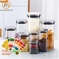 Sealed Glass Jars With Lids For Coffee Storage Can Square Candy Biscuits Pot Kitchen Glass Mason Jar Food Container Bulk Cereals