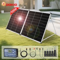 DOKIO 18V 100-200W Optionales Starres Faltbares Solarpanel +12V Laderegler, Faltbares Photovoltaik-System, Komplettes Set