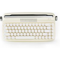 YUNZII B307 Ivory Butter Upgraded Wireless USB-C/Bluetooth Retro Typewriter Keyboard with Integrated Stand&Cute Round Keycaps