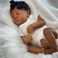 BZDOLL 45CM 18IN Vinly Limbs Cloth Body Asleep Reborn Baby Doll Toy For Girl Lifelike Black Skin Doll Lifelike Kid Birthday Gift