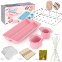 Double Row Tray Cake Pop Mold Set Reusable Non-Stick Lollipop Mold with Acrylic Stand DIY Cake Pop Cutter Party Desserts