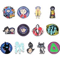 Cartoon anime movie character Ghost Mom Enamel Pin Black keychain necklace black cat Brooch Lapel Badges Jewelry Gift