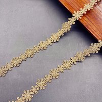 20Yards 12mm wide Gold thread embroidery small flower lace Lolita skirt edge collarbone chain accessory gold lace fabric H010