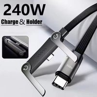 240W 2 in 1 Type C to Type C Fast Charging Foldable Bracket Data Cable Phone Desktop Holder Quick Charging For iPhone Samsung