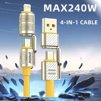 240W 4-in-1 Fast Charging Data Cable Type-C To Type-C Zinc Alloy Cable For iPhone15/16p Samsung Huawei Xiaomi Oppo iphone
