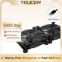 TEUCER Router Cooling Fan DIY PC Cooler TV Box Wireless Silent Quiet DC 5V USB Power 120mm Fan 12CM W/Screws Protective Net