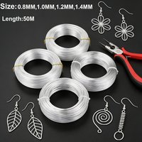 Silver Aluminum Wire 0.8mm-1.4mm 50M Bendable Craft Metal Wire for Sculpting Armature Floral DIY Jewelry Making Tool + Pliers