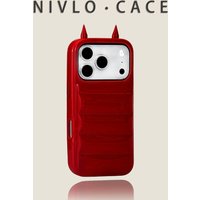 For iPhone 17 Pro Max Case Down Jacket Red Ear Corner Full Wrapped Leather Shockproof Premium Cover with iPhone 16 15 14 13