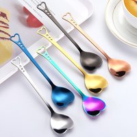 4Pcs Heart-shaped Coffee Spoon Stainless Steel Teaspoons Mixing Spoon Dessert Snack Scoop Ice Cream Milk Tableware Kitchen Tool