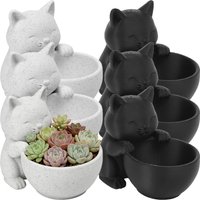 1-3pcs Cute Cat Shaped Pot Black White Desktop Succulents Ornament Animal Plant Pots Home Garden Flowerpot Potting Supplies