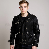 Role-player Michael Jackson cosplay Costume BAD Punk Jacket Black Slim BAD Outwear Clothing for Man Adore Stars Impersonator