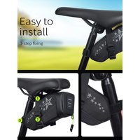AliExpress Bolovansan 26 Models of Tail Bags, Bicycle Saddle Bags, 1.5L Reflective Bicycle Saddle Bags under the Seat, Strap-On Bicycle Wedge-Shaped Saddle Bags, Black