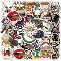 AliExpress Ritnow 10/30/54pcs Cartoon Smoking Cigar Stickers Cool Gothic Skull Decals Laptop Luggage Phone Bike Creative Graffiti Sticker Packing