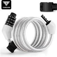 Anti theft bicycle lock, 4-digit password lock, 1.2-meter super strong steel cable, suitable for mountain bikes and road bikes