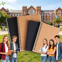 1Pc Retro Spiral Kraft Paper Notebook, Portable Sketchbook for Drawing, Graffiti, Diary Writing, School & Office Stationery