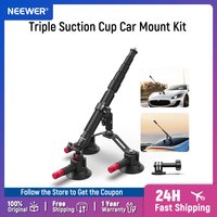 NEEWER Triple Suction Cup Car Mount Kit with Action Camera Adapter,2in1 Extension Pole Selfie Stick For GoPro Insta360 CA065 image 3