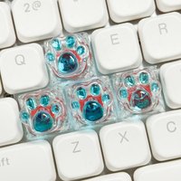 4Pcs Translucent Cat Paw Keycaps Colorful Resin Keycaps for Mechanical Keyboard Original Personality Key Cap
