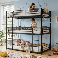 #Modern Triple Bunk Bed Double Size Metal Frame Modular Kids Space-Saving Bedroom Furniture Living Room School Apartment Factory