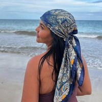 Luxury Satin Square Scarf for Women Muslim Hijab Elegant Paisley Print Silk Neckerchief Shawl Wraps Bag Handle Ribbon Hairband