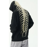 Streetwear Vintage Y2K Skull Crochet Hoodie Mens Spring Fashionable Loose Furry Fleece Hooded Sweatshirt Men Casual Knit Hoodies