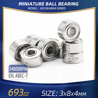 10pcs 693ZZ 3*8*4 mm ABEC-7 830 Nail Miniature Ball Bearings For Strong Drill Brush Handpiece/Instruments/Micro Motors