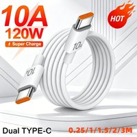 120W 10A Type C To Type C Cable Super Fast Charging Phone Data Cord For Samsung Xiaomi Huawei Quick Charge Cable 0.25/1/1.5/2/3m