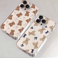 Case For iPhone 17 Cases iPhone 16 15 11 12 13 14 Pro Max X XS XR 16e 7 8 Plus SE2 Bow-Tied Bear Heart Art Pattern Phone Cover