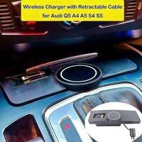 Magnetic Wireless Charger For Audi Q5 A4L A5 S4 S5 RS4 RS5 Dual retractable charging cable B8 65W Fast Charging Plug and paly