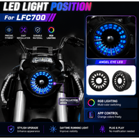Lampe d'admission LED RGB Angel Eye, contrôle par application, feux de jour colorés pour accessoires de moto LFC700